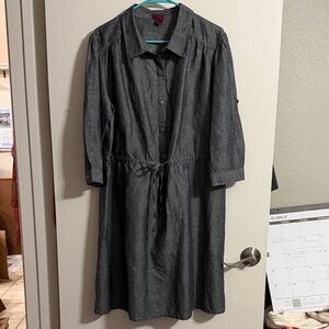 Merona Charcoal Button-Front Drawstring Midi Dress